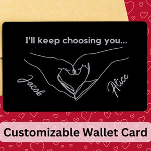 Personalized Engraved Wallet Card Holding Hands • Personalized Gift • Valentine's Day Gift • Birthday Gift • Anniversary Gift•Christmas Gift