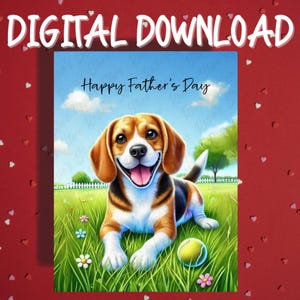 Vatertag druckbare Karte digitaler Download Beagle Hund Haustier-Liebhaber illustrierte Karten für Papa Vater Hund Papa Geschenkideen für ihn