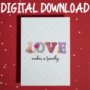 Adoptionskarte • Druckbare Karte • Digitaler Download • Liebe macht eine Familie • Weihnachtskarte • Sentimentale Karte • Kundenspezifische Karte • Blended Family