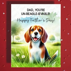 Carte de voeux Fête des pères, amoureux des animaux de compagnie, chien beagle, cartes illustrées pour papa, père chien, papa en prime, beau-père, idées cadeaux pour lui