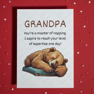Regalo divertido para el abuelo Maestro de la siesta Tarjeta de felicitación en blanco para el abuelo Día del padre Cumpleaños Navidad de los nietos Nieto