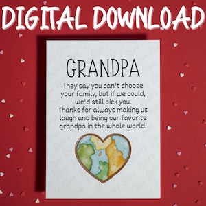 Geschenk für Opa druckbare Karte Digital Download Grußkarte für Großvater Vatertag Geburtstag Weihnachten von Enkelkindern Enkelkind