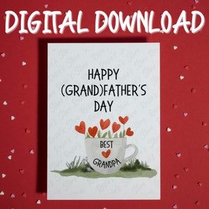 Regalo para el día del padre del abuelo Tarjeta imprimible Descarga digital Día de los abuelos Feliz Día del Padre Mejor tarjeta de felicitación del abuelo para él