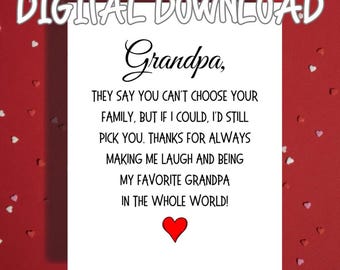 May include: A digital download card with the text "Grandpa," followed by a heartfelt message and a red heart. The card is on a red background with small heart-shaped confetti.