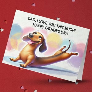Cartão de felicitações para o dia dos pais, Dachshund, cão, amante de animais de estimação, cartões ilustrados para o pai, pai, cachorro, pai, bônus, pai, padrasto, ideias para presentes para ele