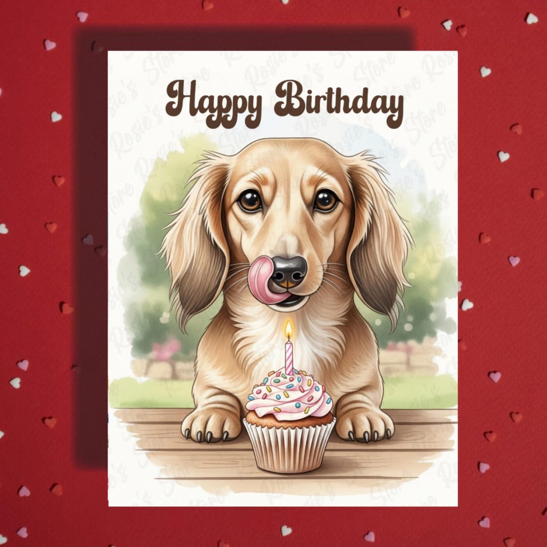 Birthday Greeting Card Dachshund Dog Pet Lover Illustrated Cards Happy ...