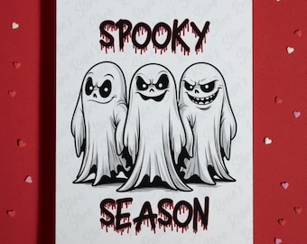 Handmade Halloween Greeting Card: Spooky Ghosts Party Invitation