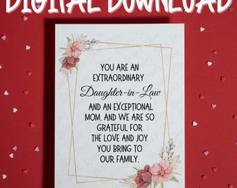 Regalo per il compleanno della nuora Sei uno straordinario biglietto d&#39;auguri stampabile DIL Scheda di download digitale della nuora Moglie del figlio