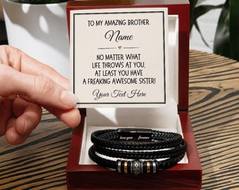 Pulseira personalizada e divertida para irmão, da irmã, com a frase "Eu te amo". Ideias de presente de aniversário para ele, para irmão mais velho ou mais novo. Presente de formatura.
