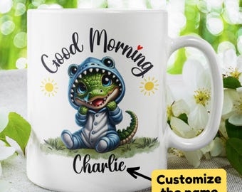 Personalized Coffee Mug for Alligator Crocodile Lover Good Morning Gift for Pet Lover Her Him Kids Birthday Holiday Present Name Cup