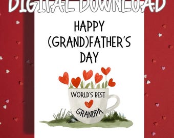 Printable Worlds Best Grandpa Fathers Day Card, Grandfather Digital Download from Grandchild