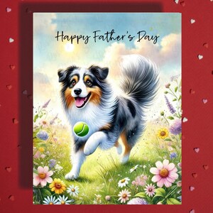Carte de voeux pour la fête des pères, berger australien, amoureux des animaux de compagnie, cartes illustrées pour le meilleur papa, père chien, cadeau papa, beau-père