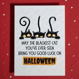 Carte de voeux vierge Halloween chat noir Joyeux Halloween saison effrayante Invitation fête d'halloween carte faite main pour ami décoration d'automne