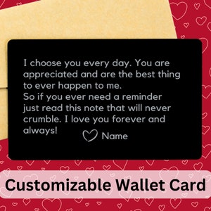 Personalized Engraved Wallet Card Love Note • Personalized Gift • Valentine's Day Gift • Birthday Gift • Anniversary Gift • Christmas Gift