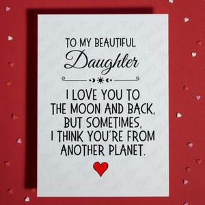 Daughter Gift from Mom or Dad Funny Greeting Card for Daughter Birthday Christmas College Going away card for her from Mother or Father