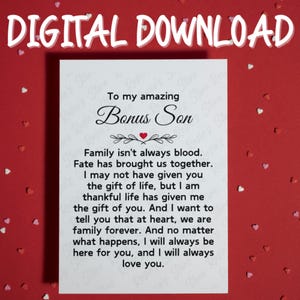 Tarjeta para hijo extra Tarjeta imprimible Descarga digital Regalo para hijo extra Regalo de cumpleaños para hijo extra Tarjeta de Navidad para hijastro Tarjeta para hijastro Regalos para hijastro