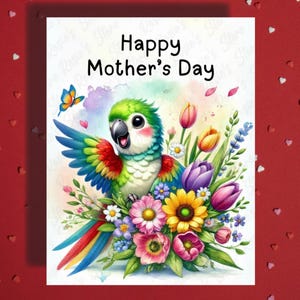 Carte de voeux Fête des mères, perroquet, oiseau, amoureux des animaux de compagnie, cartes illustrées pour maman, maman, maman, belle-mère, cadeaux en prime