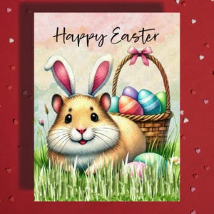 Cartão de Feliz Páscoa Hamster Amante de Animais de Estimação Cartões Ilustrados para Família Ele Ela Presente de Páscoa Decoração