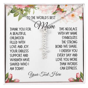 Cadeau voor moeder Naamketting voor Moederdag voor kinderen Aangepast gepersonaliseerd cadeau voor haar Ideeën verjaardagscadeau Kaart voor moeder mama Aandenken