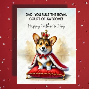 Carte de voeux fête des pères Welsh Corgi Dog, amoureux des animaux de compagnie, Cartes illustrées pour papa, papa, chien, papa, beau-père, cadeau en prime, lui