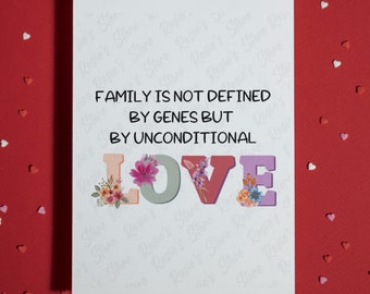 Carte d&#39;adoption • Carte de voeux vierge • Amour • Carte de Noël • Carte sentimentale • Carte personnalisée • Famille recomposée • Cadeau du jour de l&#39;adoption pour la famille