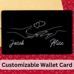 Personalized Engraved Wallet Card Holding Hands • Personalized Gift • Valentine&#39;s Day Gift • Birthday Gift • Anniversary Gift•Christmas Gift