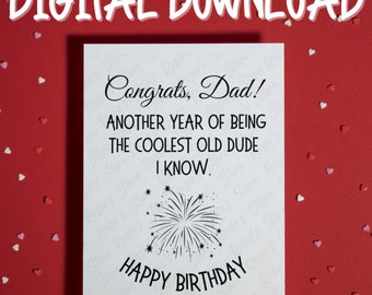 Funny Dad Birthday Printable Card Digital Download Happy Birthday from Kids Son Daughter Card for Best Dad Father Dad's birthday Gift Ideas