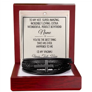 Regalo personalizzato per il fidanzato Bracciale con croce Anniversario Regalo di compleanno per lui Regalo dalla fidanzata Le migliori idee regalo per il fidanzato Biglietto per lui