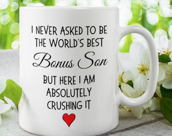 Gift for Bonus Son Stepson World's Best Coffee Mug for Him Birthday Graduation Christmas Gift From Bonus Mom Bonus Dad Stepmom Stepdad