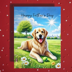 Vatertags-Gruß-Karte Golden Retriever-Hund Haustier-Liebhaber illustrierte Karten für beste Geschenkideen des Vater-Vaters-Hund-Vater für ihn