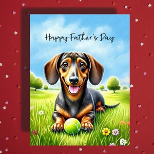 Carte de voeux Fête des pères, chien teckel, amoureux des animaux de compagnie, cartes illustrées pour papa, père chien, papa en prime, beau-père, idées cadeaux pour lui