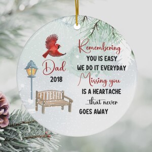 Cardinal Memorial Christmas Ornament • Personalized Sympathy Gift • Holiday Tree Ornament • Remembrance Gift • Thinking of You • In Loving