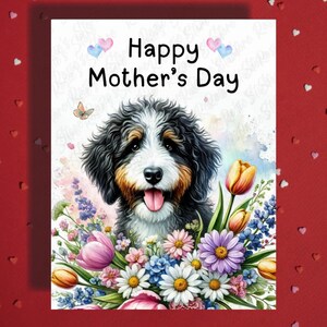 Cartão de felicitações para o dia das mães Bernedoodle Dog Pet Lover Cartões ilustrados para a mãe Mãe Cachorro Mama Bônus Mãe Madrasta Ideias para presentes para ela