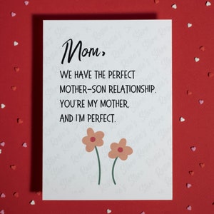 Presente engraçado para mãe, mãe e filho, cartão de felicitações em branco para mãe, feliz dia das mães, do filho, aniversário, natal, cartão sarcástico para ela, do filho