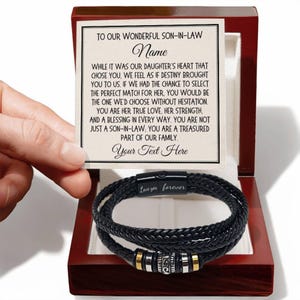 Gift for Son-in-Law Bracelet for Son In Law Personalized Custom Wedding Gift Ideas for Him Birthday Christmas Present Jewelry for Son In Law