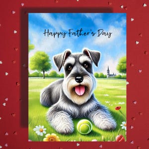 Vatertags-Gruß-Karte Schnauzer-Hund-Haustier-Liebhaber illustrierte Karten für beste Geschenkideen des Vater-Vaters-Hund-Vater für ihn