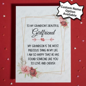 Presente para namorada do neto Cartão de felicitações de aniversário Namorada do neto Natal Sentimental Personalizado Nome Presente personalizado para ela