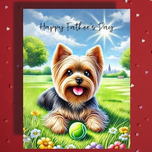 Carte de voeux fête des pères Yorkie Yorkshire Terrier chien amoureux des animaux de compagnie Cartes illustrées pour le meilleur cadeau papa papa chien papa cadeau beau-père