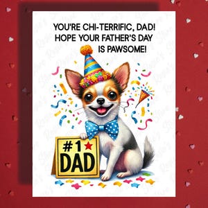 Carte de voeux Fête des pères, chien chihuahua, amoureux des animaux de compagnie, cartes illustrées pour papa, père chien, papa en prime, beau-père, idées cadeaux pour lui