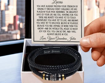 Bracciale Per Nonna Con Incisione "L'amore Tra Nonna E Nipote è Per Sempre" - Gioiello In Acciaio Inossidabile Con Strass Blu - Regalo Compleanno Natale