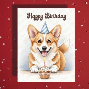 Cartão de aniversário para amantes de animais de estimação, Welsh Corgi, cartões ilustrados, ideias de presentes de feliz aniversário para cachorro, mãe, pai, ela e ele, melhor amigo