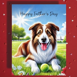 Carte de voeux fête des pères, border collie, chien, amoureux des animaux de compagnie, cartes illustrées pour papa, père, chien, papa, papa, beau-père, cadeau, idées lui