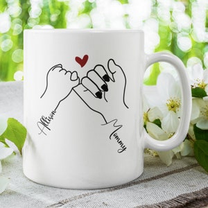 Mother's Day Mug • Custom Coffee Mug • Pinky Promise Name Mug • Gift for Her • Personalized Mug • Custom Cup • Birthday Gift •Christmas Gift