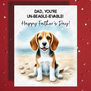 Carte de voeux Fête des pères, amoureux des animaux de compagnie, chien beagle, cartes illustrées pour papa, père chien, papa en prime, beau-père, idées cadeaux pour lui