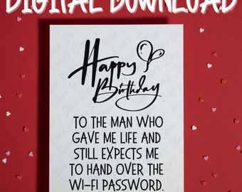 Funny Dad Birthday Printable Card Digital Download Happy Birthday from Kids Son Daughter Card for Best Dad Father Dad's birthday Gift Ideas