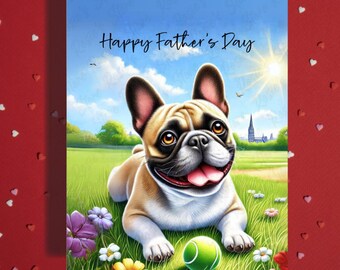 Biglietto d'auguri per la Festa del Papà con Bulldog Francese - Regalo per papà amante dei cani