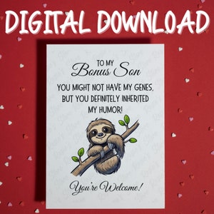 Bonus Son Card Tarjeta imprimible Descarga digital Bonus Son Gift Regalo de cumpleaños para Bonus Son Stepson Tarjeta de Navidad Tarjeta de hijastro Regalos de hijastro