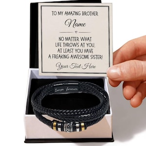 Custom Funny Gift for Brother from Sister I Love You Bracelet Birthday Gift ideas for him Big brother Little brother Graduation Gift