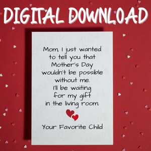 Mother&#39;s Day Card Printable Card Digital Download Mothers Day Gift Mothers Day Ideas Gifts for Mom Mothers Day Mum Card Mom Card from Kid