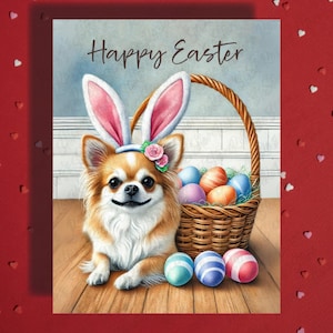 Cartão de Feliz Páscoa Chihuahua Cachorro Amante de Animais Cartões Ilustrados para Família Ele Ela Presente de Páscoa Decoração